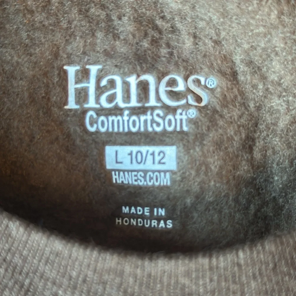 Hanes Comfortsoft Brown Kids Crewneck Sweatshirt with Orange and Pink Flower